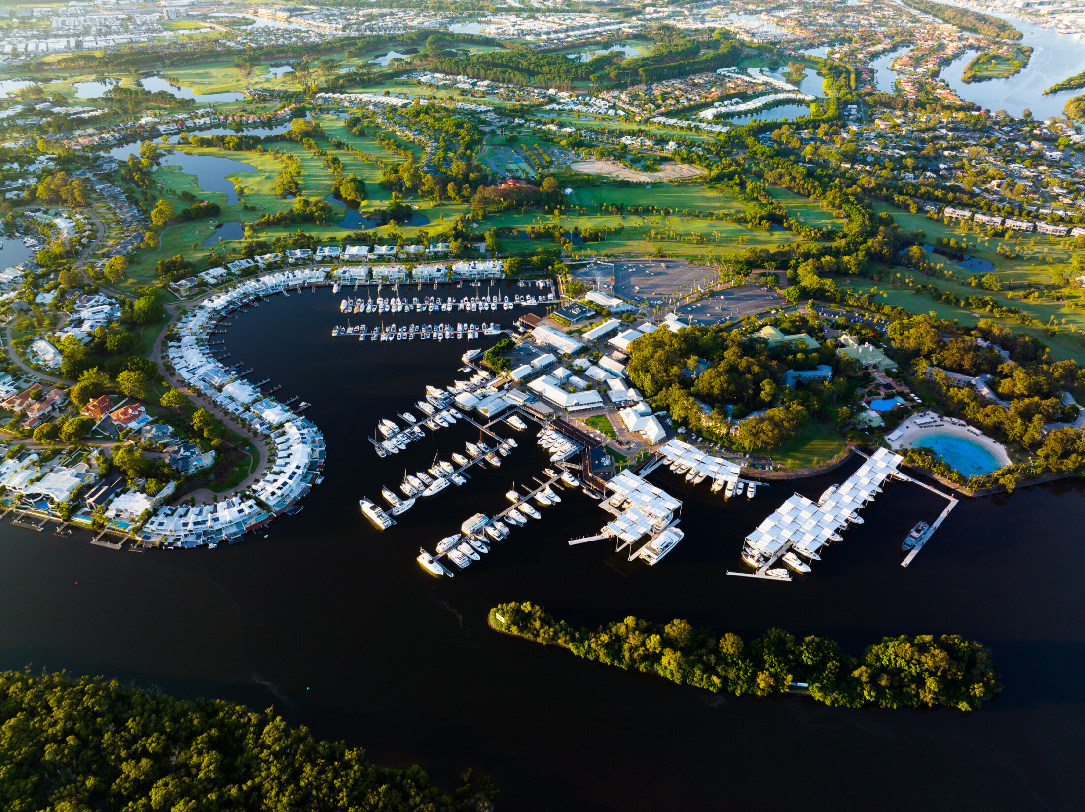 Sanctuary Cove Marina from the air